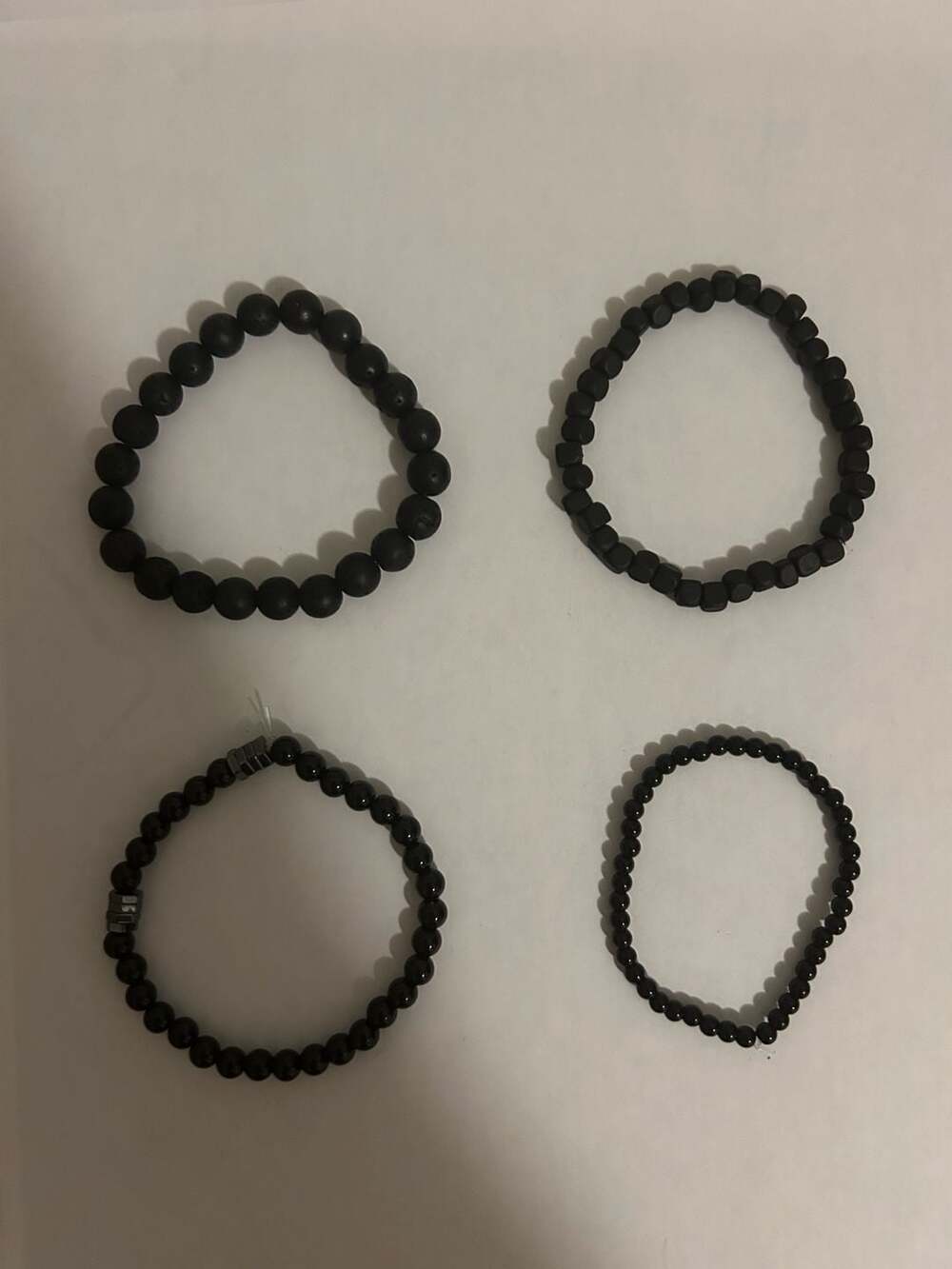 Black Beaded Stretch Bracelet Set of 4